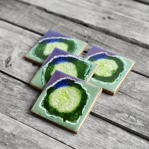 Click to view detail for KB-737 Coasters Set of 4 Purple/Green $45